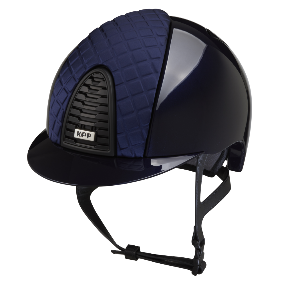 Riding Helmet Cromo 2.0 Polish & Black Textile Grid - Blue Milano by KEP