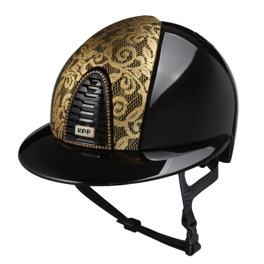 Riding Helmet Cromo 2.0 Polish Polo & Swarovski Frame - Gold Lace by KEP