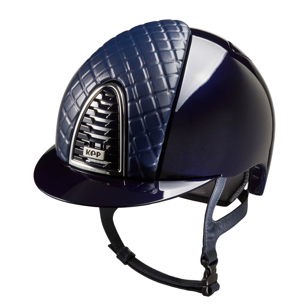 Riding Helmet Cromo 2.0 Polish - Blue Milano Leather Front by KEP