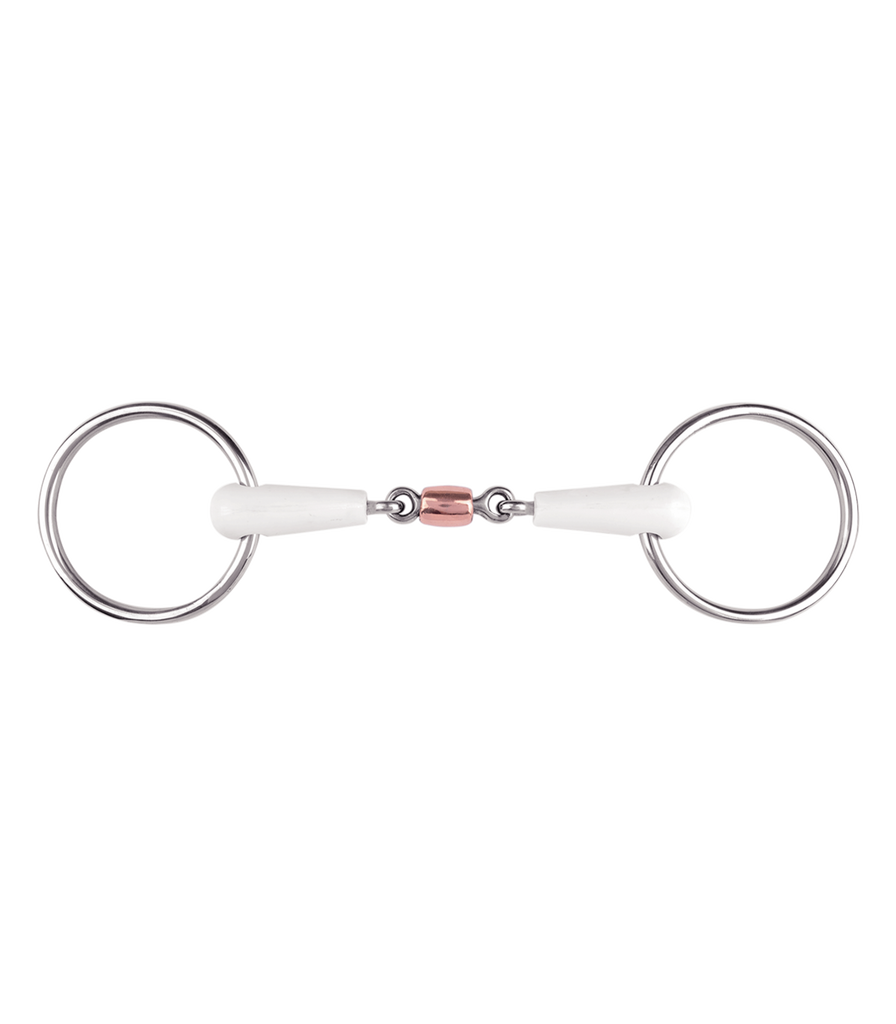 EQUIMOUTH SNAFFLE BIT, DOUBLE-JOINTED WITH COPPER ROLLER by Waldhausen